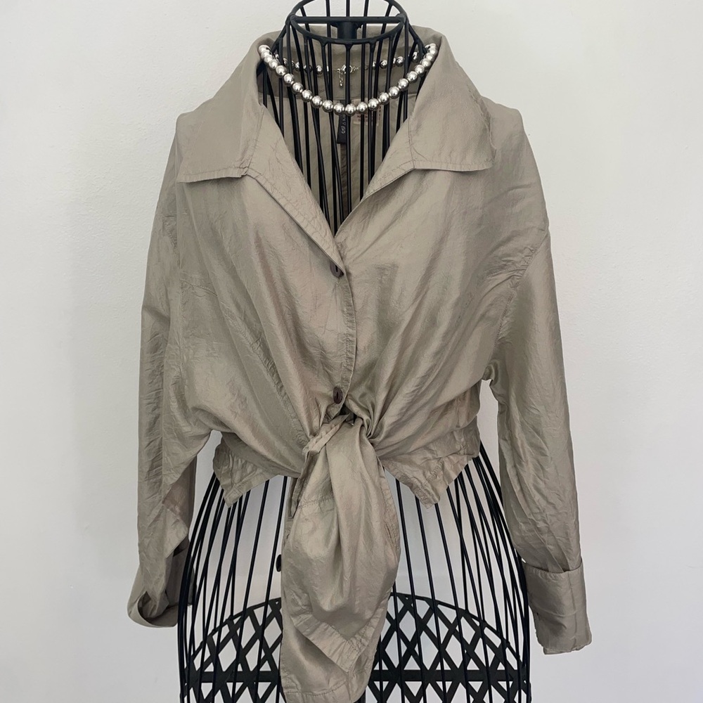Stylish Gray Women's Dressy Shirt Size L